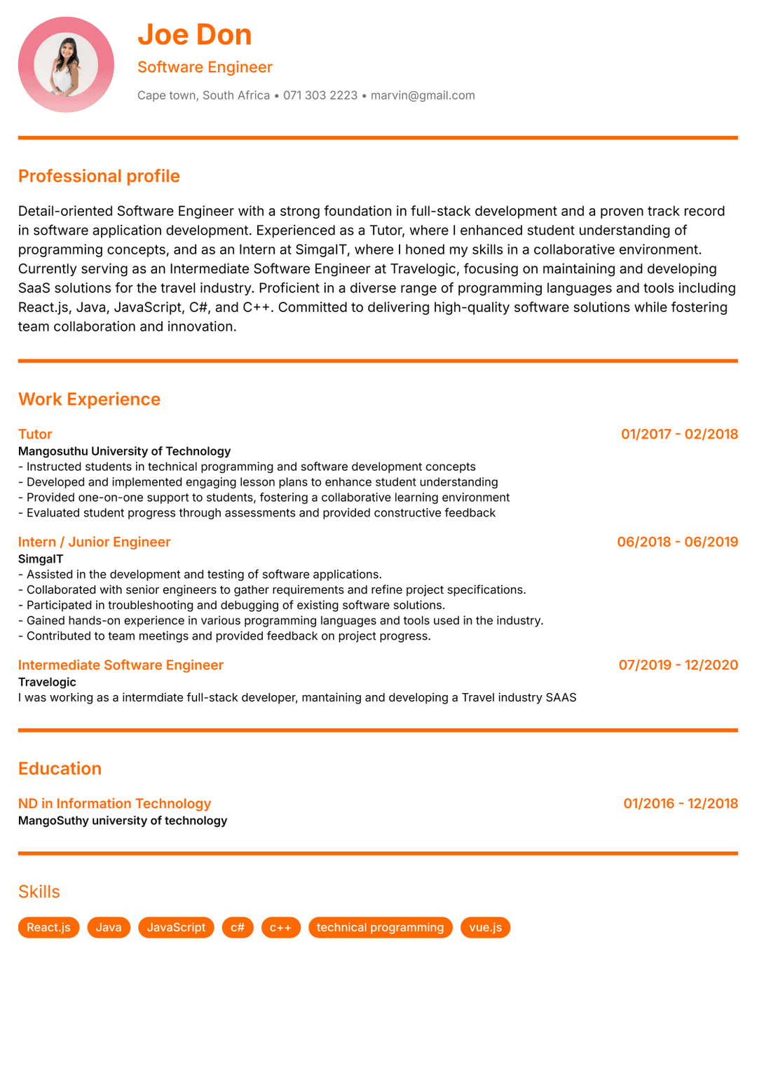 Preview of an AI-generated resume and cover letter